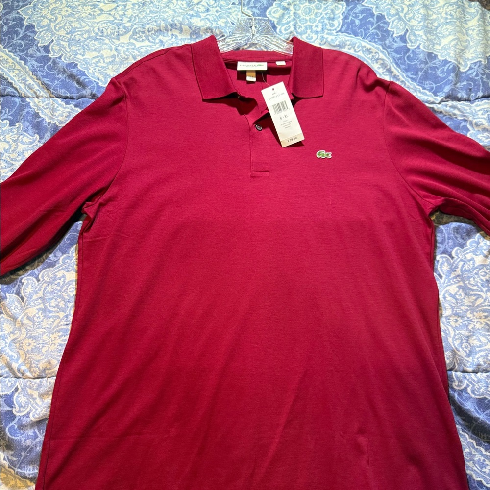 NEW Lacoste Men's Regular Fit Pima Cotton Long Sleeve Polo DH8873-51-476 6/XL